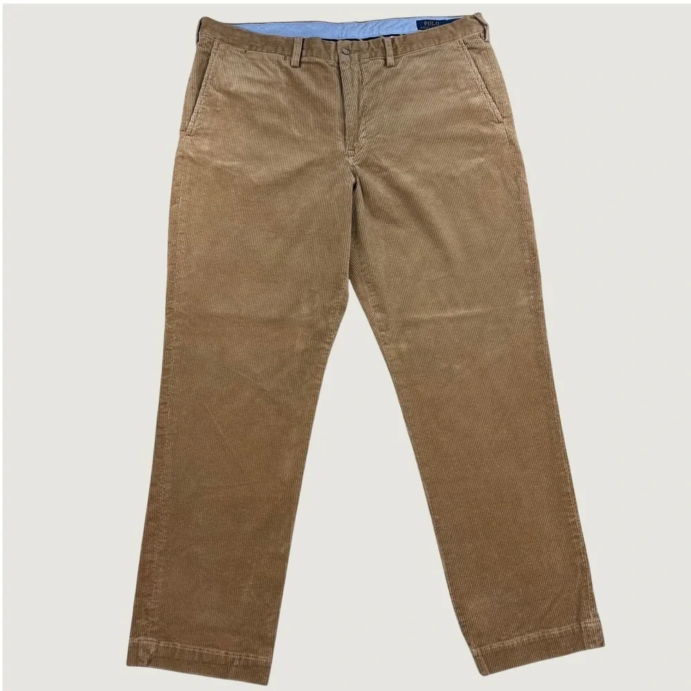 Polo Ralph Lauren Corduroy Pants Men 38x31 Tan Bedford Straight Fit Chino Preppy